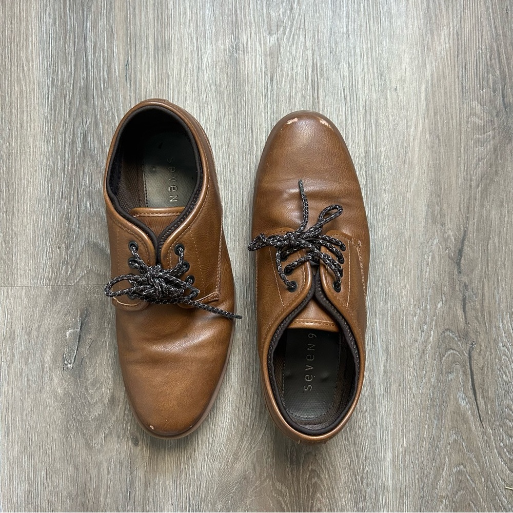 seven91 men’s size 8 brown fucci low top lace up casual oxfords